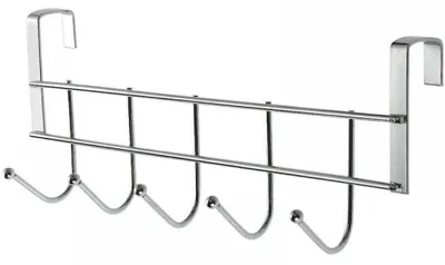 Image de Barre de crochet en acier inoxydable pour salle de bain, crochet de porte, patère, porte-manteau avec 5 crochets