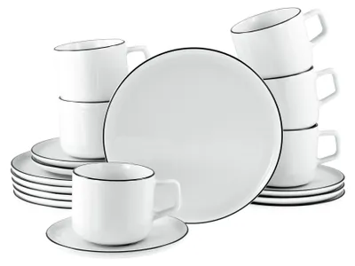 Produktbild von CreaTable, 21965, Chef Collection Black Line, Kaffeeservice 18-tlg, Porzellan