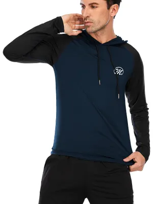 Produktbild von Sportshirt Herren, Funktionsshirt Langarm Laufshirt Männer Fitnessshirt Atmungsaktiv T Shirts für Running Gym Jogging-A-Blau-S