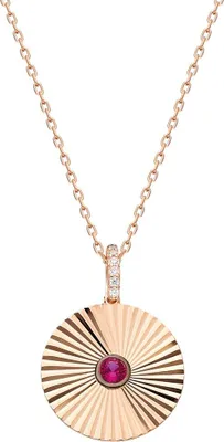 Produktbild von Dkeniz Anhänger mit Kette Coin 925/- Sterling Silber vergoldet rot Zirkonia Rot
