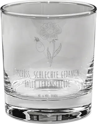 Produktbild von Mr. & Mrs. Panda Glas Blume Hagebutte - Transparent - Geschenk, Lebensfreude, Cocktailglas, Schlechte Gedanken, Trinkglas, Garten, Tumbler, für Gin