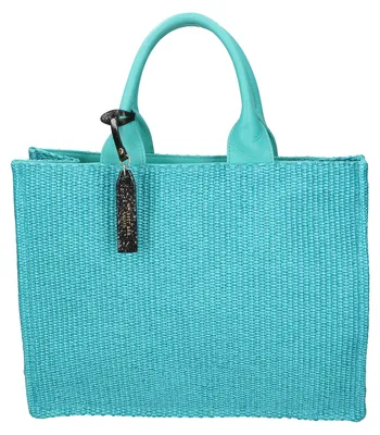 Image de Sac à main pour femmes, en paille, tissu Tabru et cuir, avec fermeture éclair, fabriqué en Italie