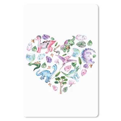 Produktbild von MuchoWow® Mauspad Mousepad Kinderzimmer - Herz - Dinosaurier - Mädchen - Kinder - Rosa - Kinder 18x27 cm - Mousepads - Maus Mat - Pad - Mausunterlage
