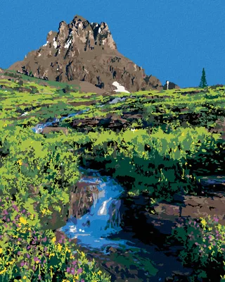 Produktbild von Zuty - Malen nach Zahlen - BERG UND FLUSS ZWISCHEN DEN BLUMEN (TED DAVIS), 40x50 cm, ohne Keilrahmen