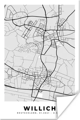 Produktbild von MuchoWow® Poster Karte - Deutschland - Willich - Stadtplan 120x180 cm - Kunstposter