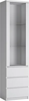 Produktbild von Vitrine mit 1 Tür und 3 Schubkästen in weiß FORTALEZA-129, B/H/T ca. 50,1/200/40 cm