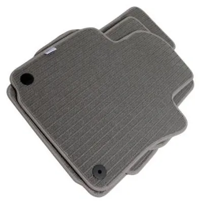 Productafbeelding van Velours vloermatten voor VW Golf 5 / Golf 6 / Jetta (2005–2011), grijs, met ronde bevestigingsclips