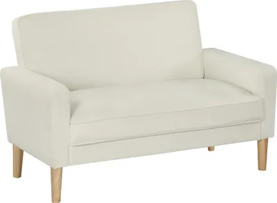 Produktbild von 2-Sitzer-Sofa, Doppelsitzsofa mit Kautschukholzbeinen, Polstersofa für Wohnzimmer, Schlafzimmer, Cremeweiß