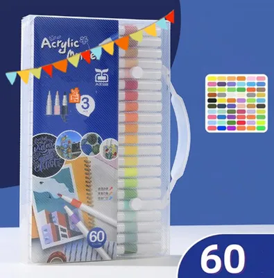 Produktbild von Acrylstifte für Steine,60 Farben Marker Stifte für Papier,Leinwand, Glas, Keramik, Holz - Ideal zum Basteln,Bemalen von Steinen, Ostern, Halloween