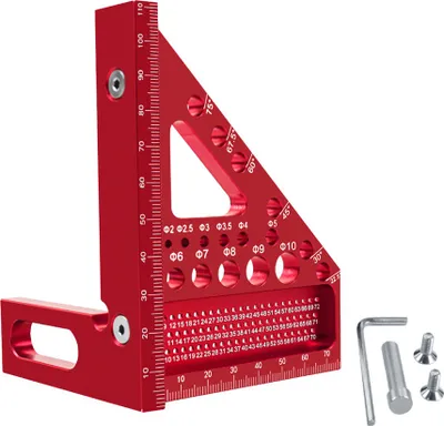 Zdjęcie produktu dla Linijka pomiarowa ze stopu aluminium, obróbka drewna, linijka trójkątna DIY, miernik, wielofunkcyjne narzędzie pomiarowe dla inżynierów i stolarzy
