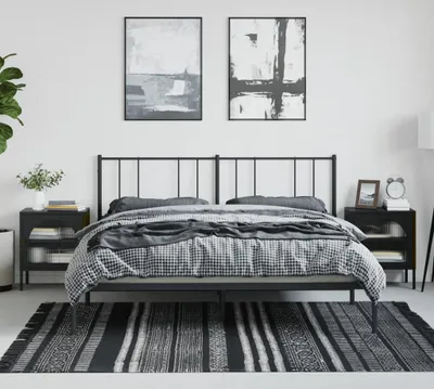 Produktbild von vidaXL Nachttische 2 Stk. Schwarz 50x35x60 cm Glas und Stahl