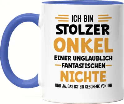 Produktbild von Ich bin stolzer Onkel Tasse Blau Geschenk Nichte Geburtstag Weihnachten