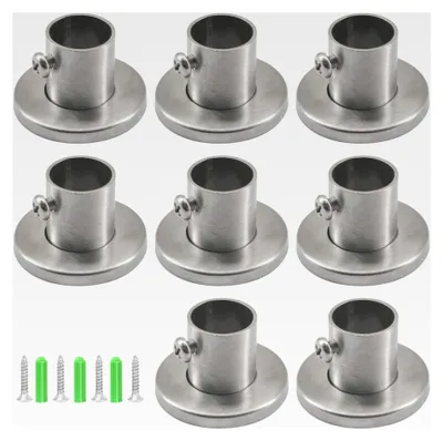 Produktbild von Wandhalterung 19 mm, Rohrhalterung aus 304 Edelstahl, Stangenflanschhalter, Endstütze für Schrank und Duschvorhangstange, 8 Stück