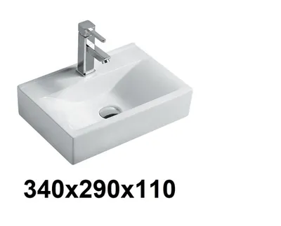 Produktbild von Waschbecken Waschtisch Wandhängend Aufsatzwaschbecken Design Gäste WC Keramik 34 cm