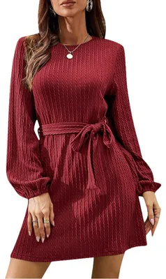 Produktbild von Omgoods – Damen Midikleid mit langen Ärmeln und Rundhalsausschnitt