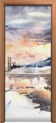 Produktbild von Türposter 80x200 cm Türaufkleber Türtapete Türfolie Klebefolie Winter Landschaft Berge See Schnee
