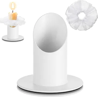 Produktbild von Kerzenständer 4 cm weiß mit Dorn, für Stumpf- und Stabkerzen – Metall.