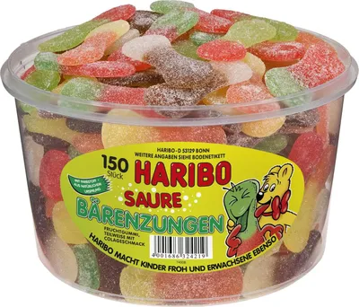 Obrázok produktu pre Haribo kyslé medvedie jazýčky kyslé ovocné žuvačky v tvare medveďa 1350g