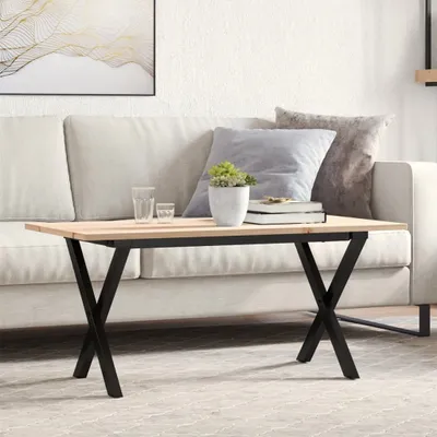 Produktbild von (NEU 2026) Couchtisch/Sofatisch - X-Gestell 90x40x45cm Massivholz Kiefer und Stahl - Esstische - 8.18 kg
