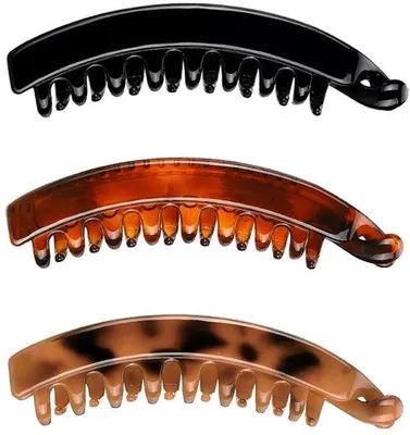 Image de Accessoires pour cheveux pour femmes et filles - Plastique - Lot de 3 - Grandes pinces à cheveux - Barrettes