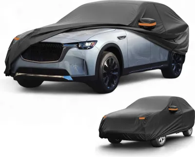 Produktbild von Autoabdeckung Wasserdicht Alle Wetter Automobil Au?en Anti-UV Sonne Regen Schutz Voll Au?enabdeckung fš¹r Mazda CX-90 190T-PU Schwarz mit Reflektierenden Streifen