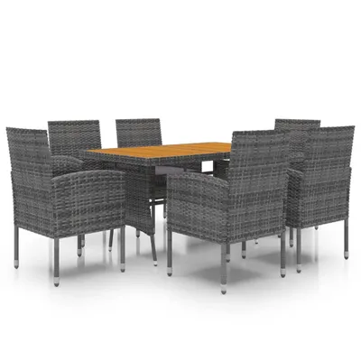 Produktbild von vidaXL 7-tlg. Garten-Essgruppe Poly Rattan Grau