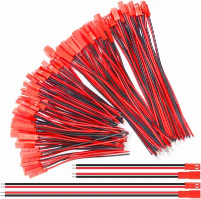 Produktbild von Set mit 60 JST Steckverbindern 22 AWG, 2 Pin | für LEDs, Streifenlampen, RC-Batterien | Länge 10 cm und 15 cm | Vielseitigkeit und Zuverlässigkeit