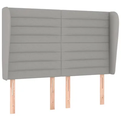 Image de vidaXL Tête de lit avec oreilles gris clair 147x23x118/128 cm Tissu