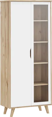 Produktbild von Furniture24 Vitrine Vankka Vnkv721-L25 Vitrinenschrank Helle Eiche/Weiß