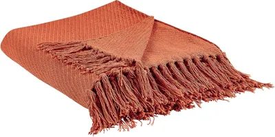 Obrázek produktu pro BELIANI Přehoz deka červená bavlna 125 x 150 cm postel tradiční obývací pokoj ložnice
