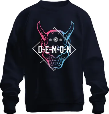 Immagine prodotto di DEMON Oni Maske Halloween Anime Manga Gaming Vaporwave Streetwear Felpa Unisex Pullover, Navy, XXL