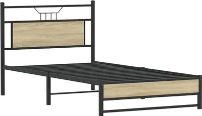 Produktbild von Möbel Klassische Betten - Braun - CLORIS Bettgestell ohne Matratze Sonoma-Eiche 100x200 cm Holzwerkstoff,18.75 Kg - 824033