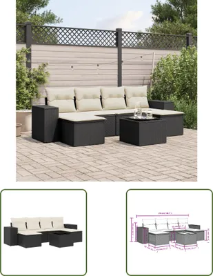 Produktbild von The Living Store 7-tlg. Garten-Sofagarnitur mit Kissen Schwarz Poly Rattan