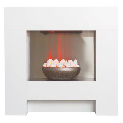 Produktbild von Adam Cubist Elektrokamin-Suite in Weiß, Maße 87,5 cm x 90,5 cm x 18 cm mit LED-Umgebungslichteffekt und Heizleistung 1kW - 2kW