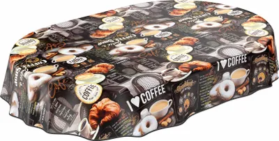 Produktbild von Tischdecke Wachstuch Essen Schwarz Robust Wasserabweisend Oval Breite 140 cm Länge 200 cm