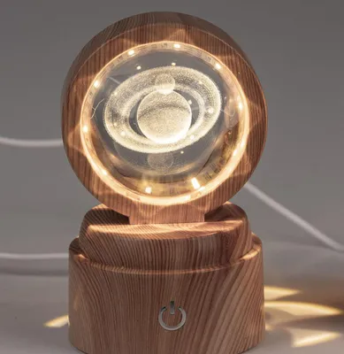 Produktbild von formano Deko-Licht Höhe 12cm mit Kristallkugel mit Planeten in 3D eingelasert