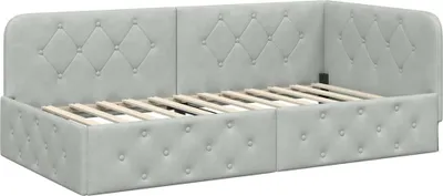 Obrázok produktu pre vidaXL Rohový rám postele Svetlošedá 90 x 200 cm Zamat