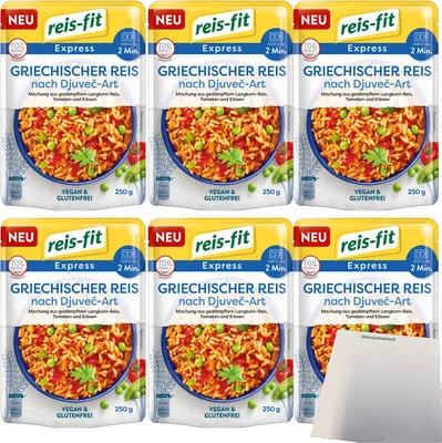 Produktbild von Reis-Fit Express griechischer Reis nach Djuvec-Art 6er Pack (6x250g Packung) + usy Block