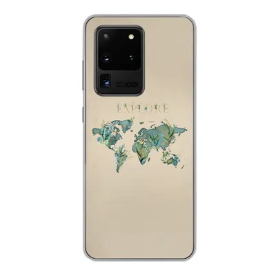 Produktbild von MuchoWow® Handyhülle Schutzhülle Hülle für Samsung Galaxy S20 Ultra Weltkarte - Pflanzen - Wasser Silikon Softcase Handy Hülle - Karteninhaber