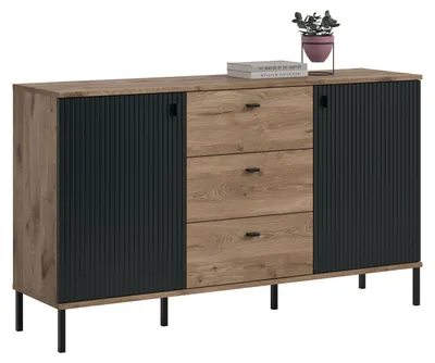Produktbild von Sideboard Chess | mit 3 Schubkästen | Nox Oak / schwarz