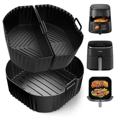 3er-Set Silikonformen für Airfryer, 2 x 3,1 l + 1 x 6,2 l, 22 cm