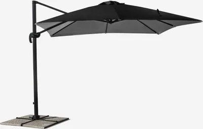 Image de Parasol de jardin à bras réglable en aluminium avec baleine décentrée 3x3m Paradise Noir