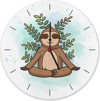 Produktbild von Faultier Meditation Wanduhr aus Alu