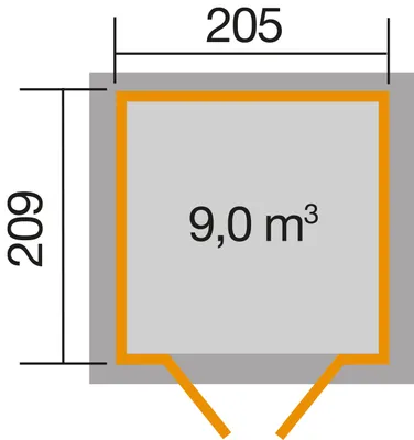 Produktbild von WEKA 226.2121.10400 Gartenhaus/Blockbohlenhaus Luna mit Doppeltür ; Größe: 1 ; Farbgebung: Naturbelassen ; Wandstärke: 21 mm ; Maße (LxBxH): 209 cm x 205 cm x 252 cm ; Seitenwandhöhe: 197 cm