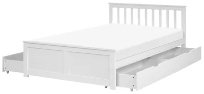 Zdjęcie produktu dla BELIANI Łóżko białe drewno sosnowe 120 x 200 cm rama ze stelażem minimalistyczne skandynawskie z 4 szufladami