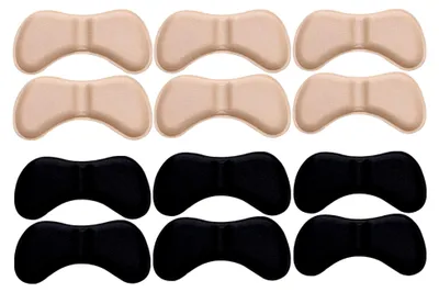 Produktbild von Fersenpolster Schuheinlagen 6 Paar Selbstklebende Fersenhalter in Schwarz und Beige