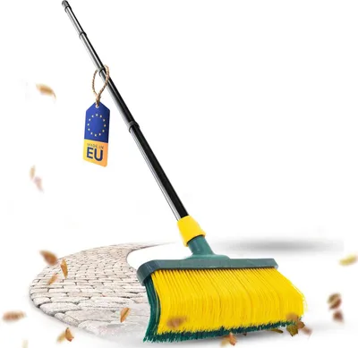 Image de Balai à crampons Premium avec poils incurvés et manche de 30 cm - Idéal pour le jardin, le gazon synthétique, le camping et la rue