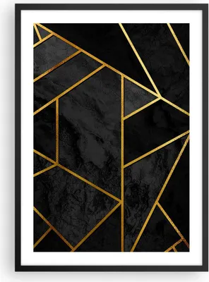 Produktbild von Gerahmtes Poster - Schwarzer Rahmen - Abstraktion Gold Schwarz - 50x70 cm - Wand Bild - Wanddeko - Wandbilder - Wandposter - Bilderrahmen - Bilder - Kunstdruck - Wandbild - P2BPA50x70-4358