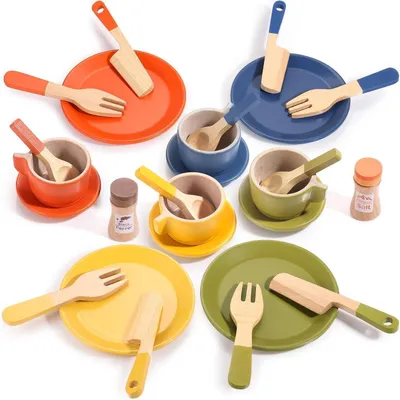 Produktbild von Holz Geschirrset für Kinder Spielküche 26-teilig - GAGAKU