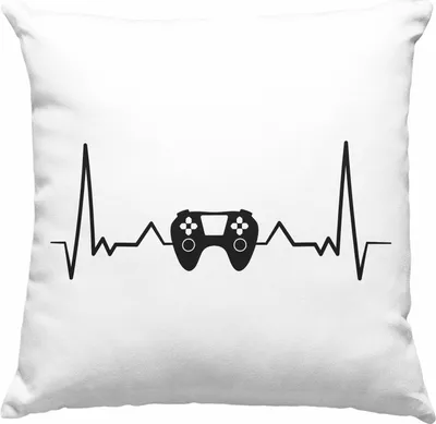 Produktbild von Trendation - Gamer Herzschlag Deko-Kissen mit Füllung 40x40 Geschenkidee Gamer Jungs (Blau)